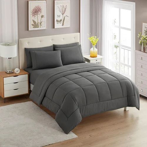 Vista 108 de Sweet Home Collection Juego de edredón de 7 piezas de color sólido para todas las estaciones, manta alternativa de plumón suave y lujosas sábanas