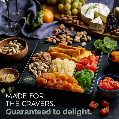 Vista 6 de Día de San Valentín – Cesta de regalo de frutas y nueces – Caja de regalo de 7 frutas secas y nueces con mango, albaricoque, piña, almendras