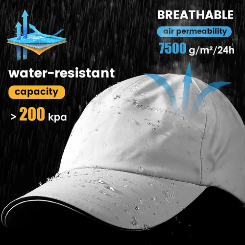 Vista 43 de Gorra de béisbol impermeable para hombre, sombrero de lluvia plegable para correr al aire libre, sombrero de pesca solar