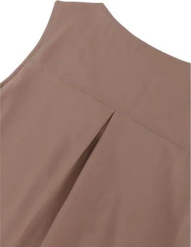 Vista 25 de Timeson - Camiseta de gasa sin mangas, blusa tipo túnica informal de doble capa para mujer