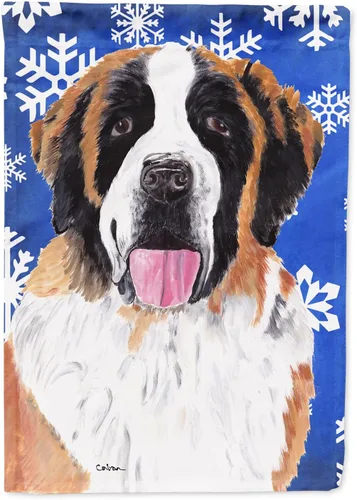 Vista 53 de Caroline's Treasures SC9374GF Bulldog English Snow flakes Holiday Garden Flag Buzón Bandera decorativa para patio exterior, patio, obras de arte