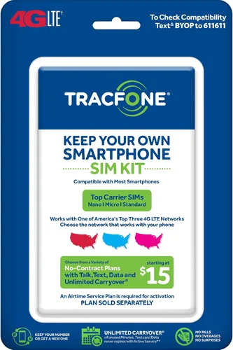 Vista 7 de TracFone "Bring Your Own Phone" kit de activación de tarjeta SIM, 3-in-1 SIM, Blanco