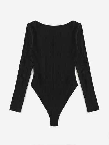 Vista 2 de SOLY HUX Women's Scoop Neck Long Sleeve Bodysuit Basic Stretch Slim Fit Jumpsuits Tops