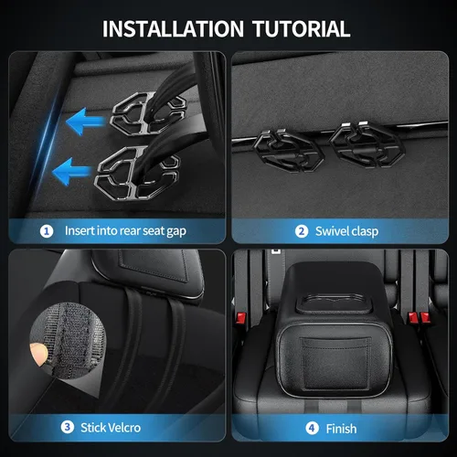 Vista 6 de Reposabrazos universal para automóvil de dos filas con caja de consola y portavasos para asiento trasero, reposabrazos de segunda fila