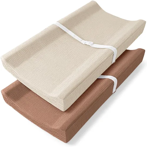 Vista 11 de Bearmoss Funda para cambiador de bebé, muselina [100% algodón], fundas de mesa de pañales, 32 x 16 pulgadas, suaves y transpirables