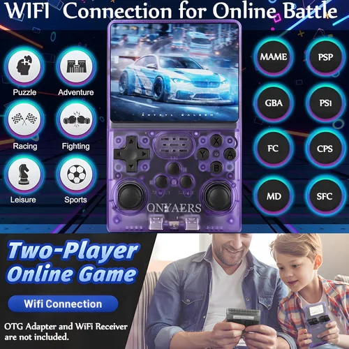 Vista 5 de R40s Pro - Consola de juegos portátil, consola de juegos retro con pantalla IPS de 3.5 pulgadas, memoria de 256 GB incorporada 30,000 videojuegos