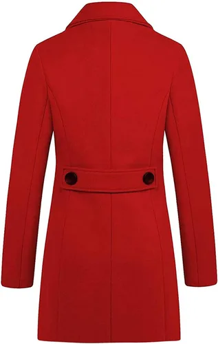 Vista 4 de chouyatou - Abrigo elegante cruzado de mezcla de lana para mujer, cuello con doble solapa de muesca