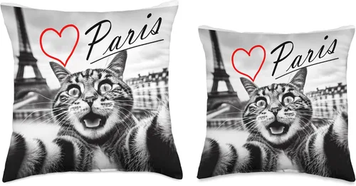 Vista 3 de Funny Paris Shop France Paris - Cojín de la Torre Eiffel, 16 x 16, multicolor