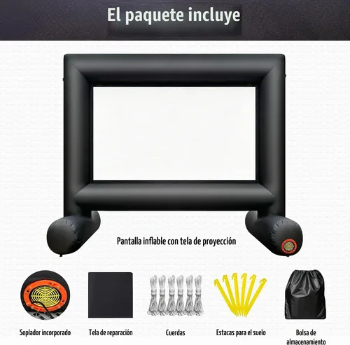 Vista 4 de Pantalla de proyector de película inflable para exteriores de 12 pies con ventilador integrado que soporta proyección frontal y trasera, pantalla