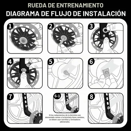 Vista 4 de HAWENS Ruedas de entrenamiento para bicicleta, ruedas silenciosas intermitentes con estabilizador de bicicleta ajustable, kit de montaje compatible