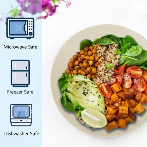 Vista 3 de Homiely Juego de 8 Platos para Cena - Paja de Trigo, Apto para Microondas y Lavavajillas, Irrompible, Platos para Niños