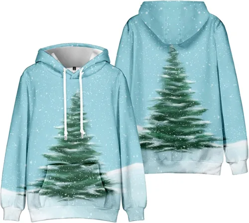 Vista 2 de Men'S Christmas Hoodie Big And Tall Cotton Lightweight Graphic Ugly Christmas Sweatshirt Casual Warm Pullover