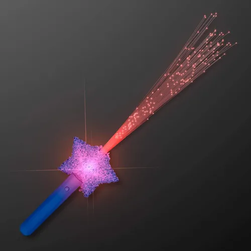 Vista 2 de Juego de 4 varitas iluminadas de fibra óptica de estrella surtidas