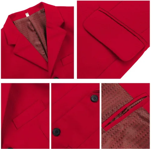 Vista 5 de Trajes de 3 piezas formales para niños, trajes de esmoquin para niños, ajustado, casual, traje de portador de anillos con chaqueta, pantalones