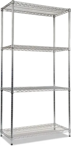 Vista 8 de Alera ALE - Kit de iniciación de estantería de alambre industrial resistente, 4 estantes, 48 pulgadas de ancho x 24 pulgadas de profundidad x 72