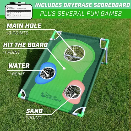 Vista 3 de GoSports BattleChip Backyard Golf Cornhole Games – Includes Targets, Chipping Mats, Foam Golf Balls, Scorecard and Carry Case