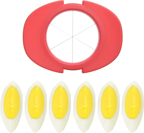 Vista 3 de Juego de rebanador de huevos con 3 cortadores - Corta huevos duros en rodajas finas, gajos o mitades - Rebanar huevos manualmente fácil - Sin