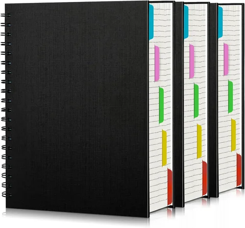 Vista 25 de EUSOAR Cuaderno de 5 materias, 1 pieza A4 de 11" x 8-1/2 pulgadas con espiral rayado universitario, bloc de escritura, 100GSM 120 hojas/240 páginas