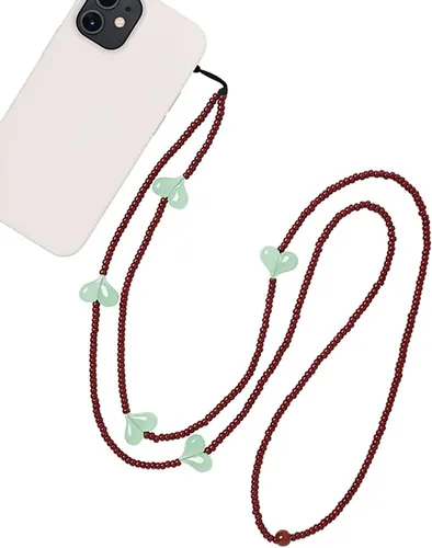 Vista 41 de Beaded Phone Charm Lanyard Strap Crossbody Fixed Beads Pearl Neck Chain