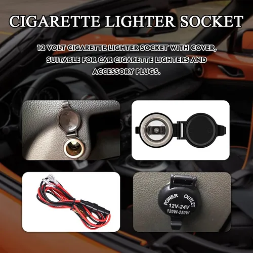 Vista 4 de Beypovk Enchufe para encendedor de cigarrillos, adaptador de encendedor de cigarrillos para automóvil con cubierta impermeable y cable de extensión