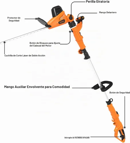 Vista 2 de GARCARE Cortasetos Eléctrico 2 en 1, Cortasetos de Pértiga con Cable de 4.8A con Cuchilla de Corte Láser de 18 Pulgadas Dual-Action Laser Blade