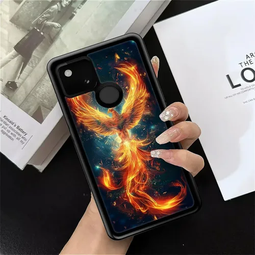 Vista 1676 de Compatible con Google Pixel 4A 5G Mobile Case Creative Acrylic Panel trasero Silicona Protección Grip especialmente diseñado para Google Pixel 4A 5G