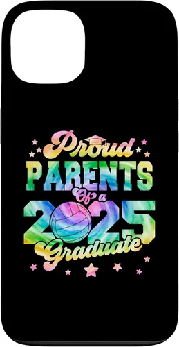Vista 7 de iPhone 16 Parents of a 2025 Graduate Tie Dye Graduation VolleyBall Case