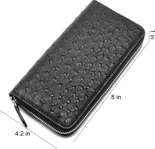 Vista 3 de Cartera de cuero de cocodrilo genuino para hombres, cartera hecha a mano de lujo, Negro05