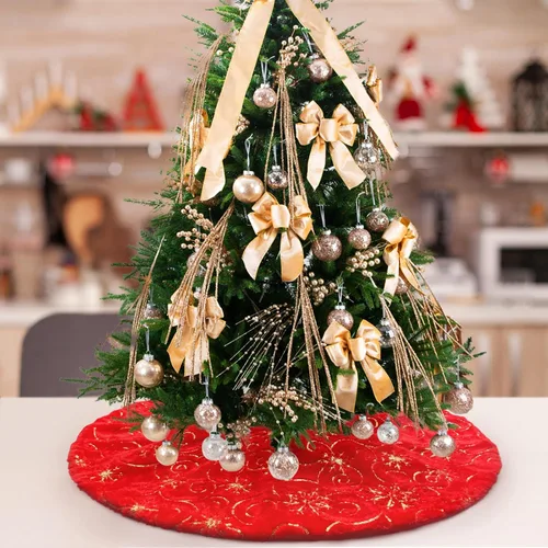 Vista 24 de Falda de árbol de Navidad de felpa negra de 24 pulgadas, pequeña, de piel sintética gruesa, lujosa decoración navideña para Año Nuevo, decoración