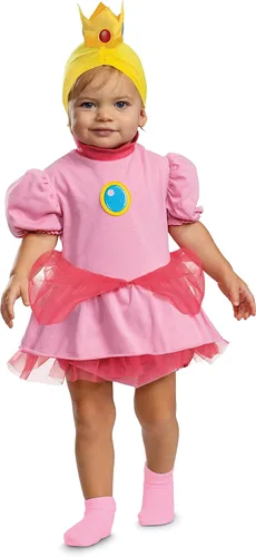 Vista 5 de Disfraz infantil de princesa melocotón, traje oficial de Super Mario Bros para bebés