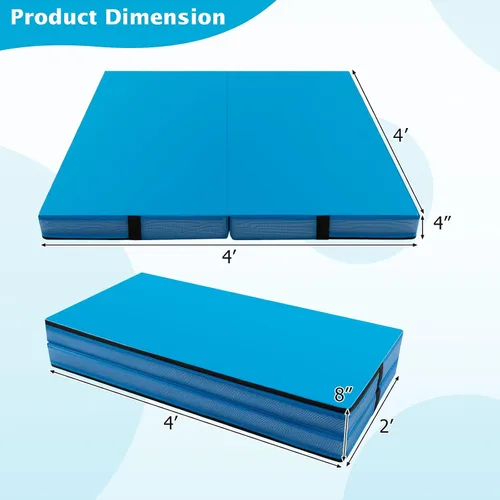 Vista 8 de Giantex Colchoneta de gimnasia plegable de 4 x 4 pies con asas de transporte, tapete bio-plegable para niños y animadoras