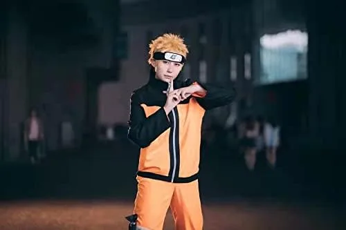 Vista 5 de ZNZXYCOS Conjunto de disfraz de anime para adultos color naranja y negro talla estadounidense para Halloween cosplay