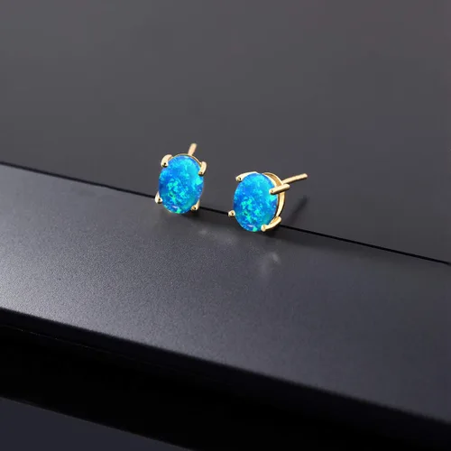 Vista 303 de Gem Stone King Aretes de oro de 14 quilates con piedra natal ovalada de 0.315 x 0.236 in Aretes de oro para mujer