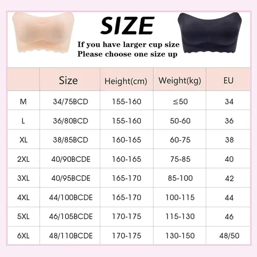 Vista 7 de Filifit - Brasier antideslizante de seda de hielo, brasier de tubo de seda de hielo, brasier sin tirantes de talla grande para mujer (XL, piel)