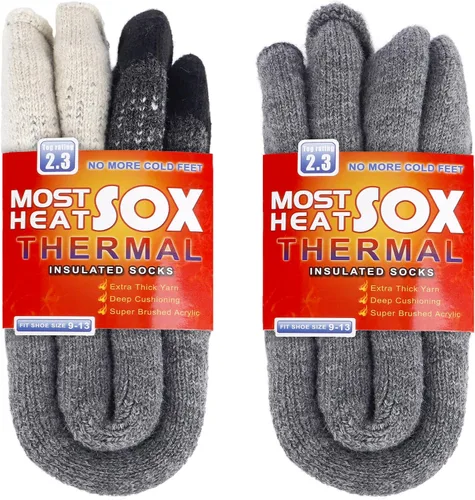 Vista 13 de Calcetines térmicos para hombre, calcetines de invierno cálidos para clima frío con temperaturas extremas A1-azul (2 pares)