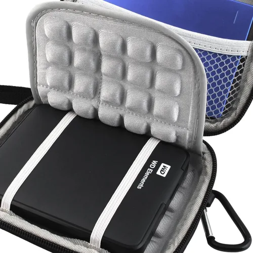 Vista 6 de Lacdo EVA funda de viaje a prueba de golpes para disco duro externo portable de 2.5 pulgadas, GPS, cámara y batería externa, Negro