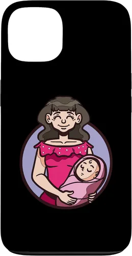 Vista 7 de iPhone XR dibujos animados madre sosteniendo bebé ilustración para niños caso