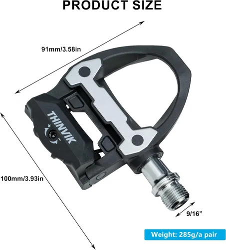 Vista 2 de Thinvik Pedales sin clipless para bicicleta de carretera con tacos compatibles con el sistema Shimano SPD SL, centro de pedal 53mm