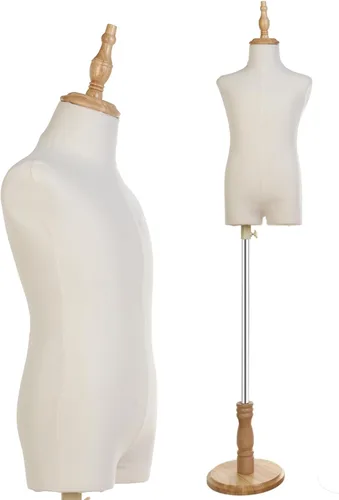 Vista 8 de Maniquí de forma de vestido para niños con soporte de madera para ventana de ropa (S(2-3 años))