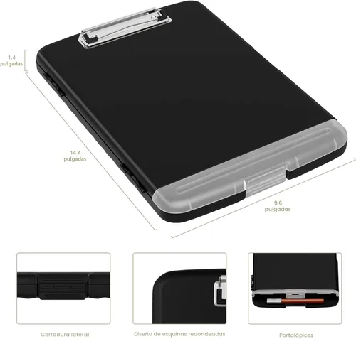 Vista 3 de Piasoenc Portapapeles con almacenamiento, caja de organización de 8.5 x 11 pulgadas con soporte para bolígrafo y carpeta de papel legal A4, folio