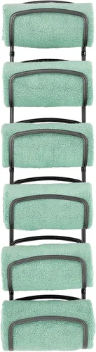Vista 8 de mDesign Toallero moderno y decorativo de seis niveles para baño, soporte y organizador, para montar en la pared, para almacenamiento de toallas