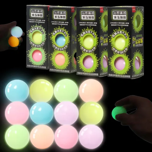 Vista 10 de 3 piezas de 2.4 pulgadas Bolas Lumi, Bolas de Ensueño, Bolas Adhesivas que Brillan en la Oscuridad que se Pegan al Techo, Aliviadores de Estrés