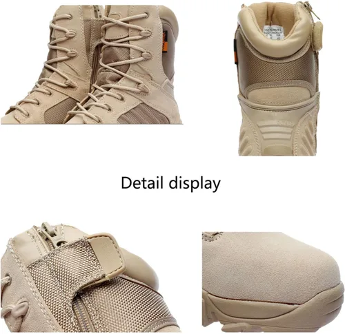 Vista 4 de Kervaky Botas tácticas para hombre, botas militares, botas resistentes, botas de senderismo, botas ligeras, botas para exteriores