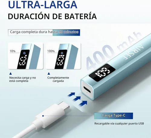 Vista 3 de AIRSEE Mini lámpara de uñas inalámbrica con pantalla y soporte para uñas de Verde menta con soporte