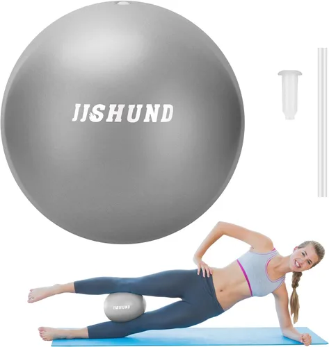 Vista 9 de jjshund Pelota de pilates, pequeña pelota de yoga de ejercicio de 9,8 pulgadas con guía de ejercicios, para gimnasio en casa, yoga, pilates