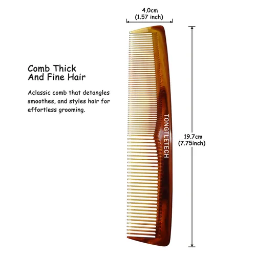 Vista 2 de Peine de peluquería profesional Master Barber y Salon Antiestático Resistente al Calor Peine Fuerte y Duradero, Dientes Medianos y Finos en Ámbar
