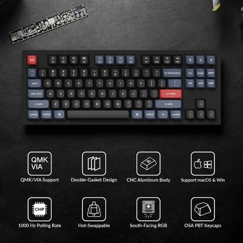 Vista 4 de Keychron Teclado mecánico personalizado con cable Q3 con interruptor K Pro Banana intercambiable en caliente macro programable QMKVIA diseño sin