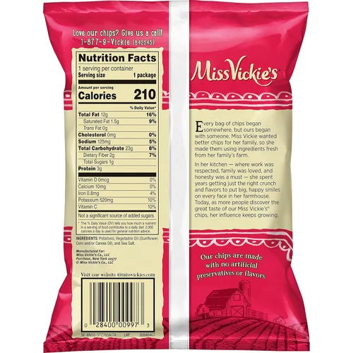 Vista 2 de Miss Vickie's - Papas fritas sabor Origina, 28 unidades (el empaque pueda variar)