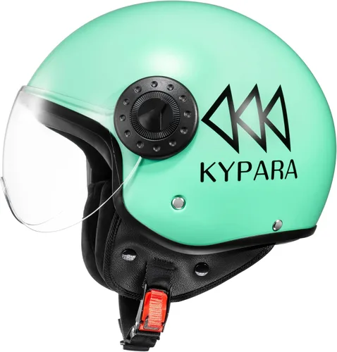 Vista 2 de KYPARA Casco de motocicleta de cara abierta vintage aprobado por DOT con visera, casco retro de media cara para hombres y mujeres
