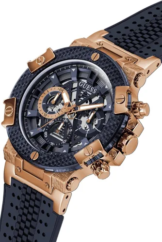 Vista 4 de GUESS US Mens Navy Perforated Silicone Multifunction Watch